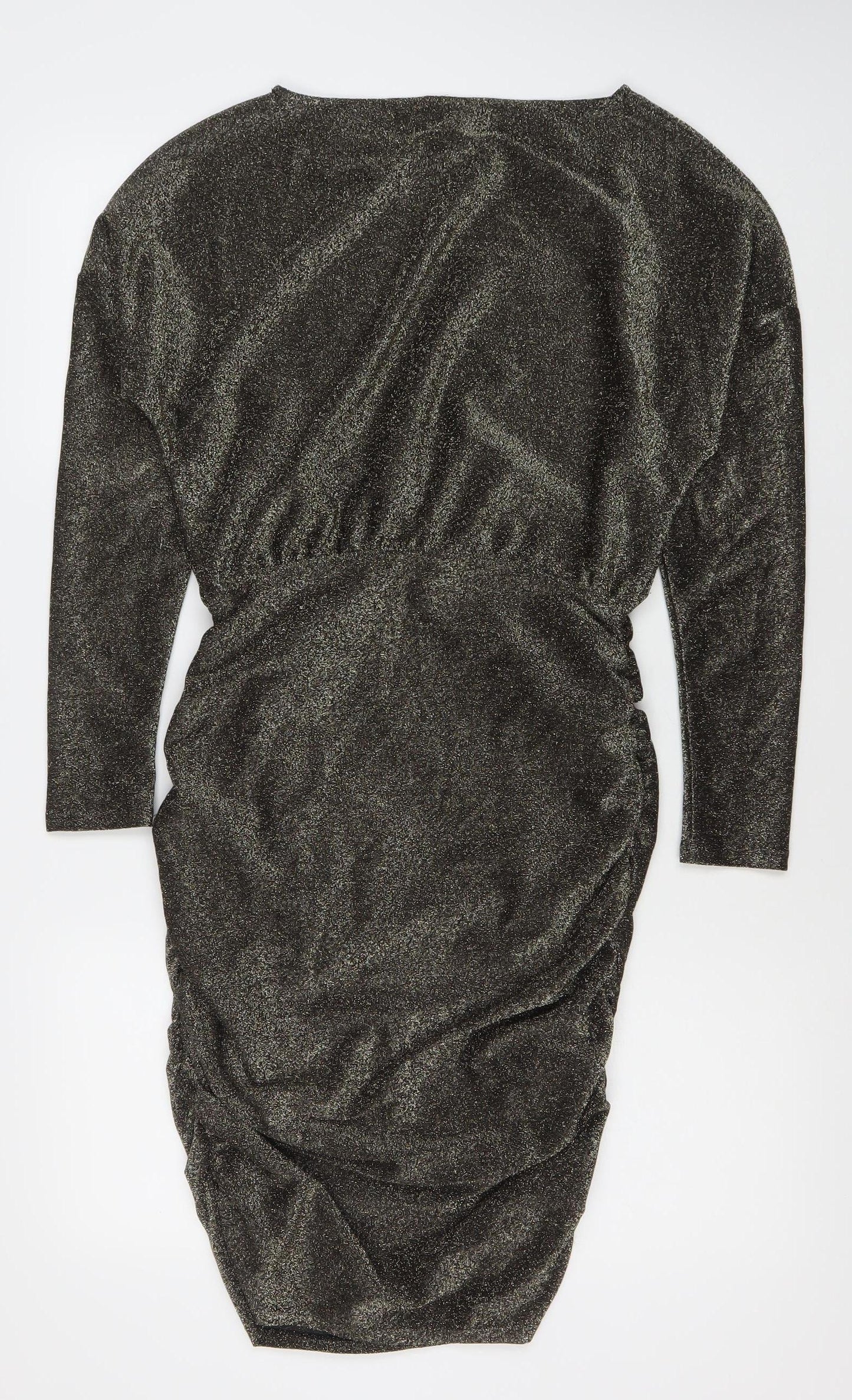 River Island Women’s Black Glitter Bodycon Mini Dress Size 8