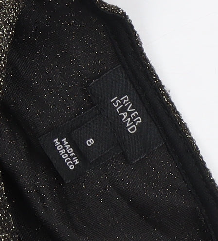 River Island Women’s Black Glitter Bodycon Mini Dress Size 8