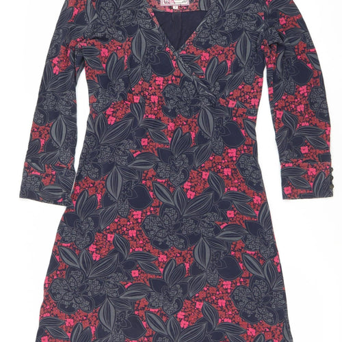 Mantaray Women's Multicoloured Floral Wrap Dress Size 8 Knee Length Jersey