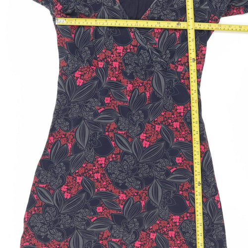 Mantaray Women's Multicoloured Floral Wrap Dress Size 8 Knee Length Jersey