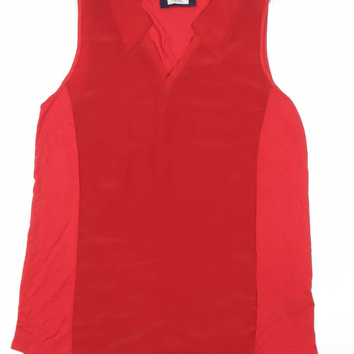 Next Womens Red Sleeveless Collared Blouse Size 10 Regular Fit