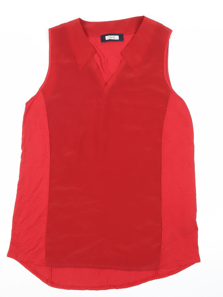Next Womens Red Sleeveless Collared Blouse Size 10 Regular Fit