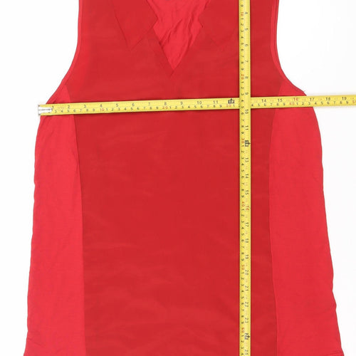 Next Womens Red Sleeveless Collared Blouse Size 10 Regular Fit