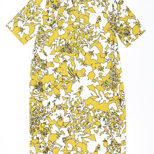 Marks and Spencer Women’s Yellow Floral Sheath Dress UK 6 Knee Length