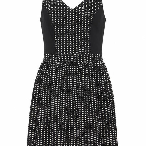 H&M Divided Women’s Black Geometric Fit & Flare Dress UK 6 Sleeveless