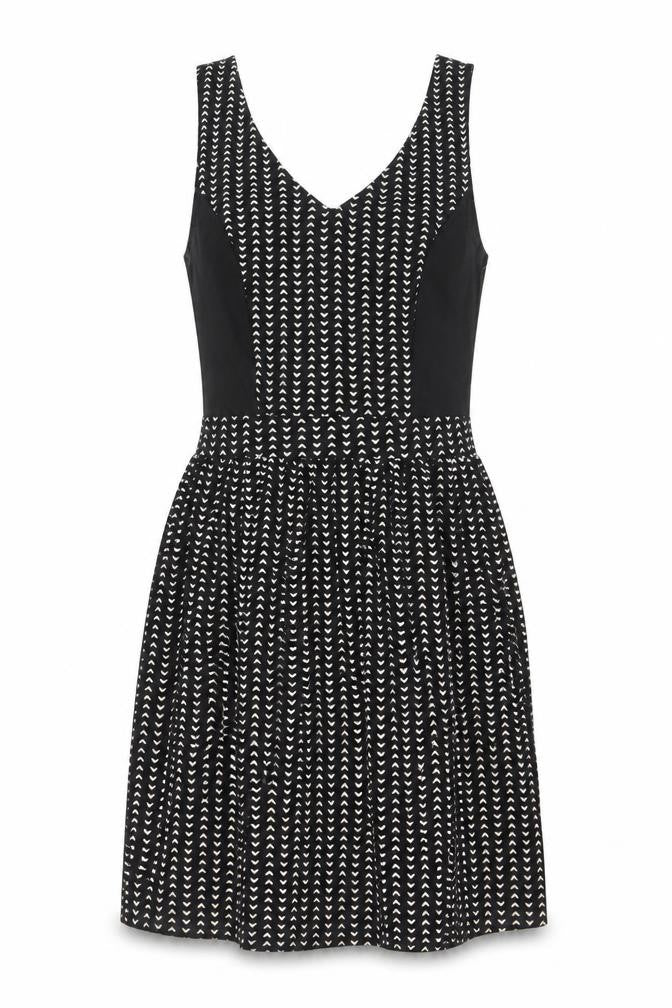 H&M Divided Women’s Black Geometric Fit & Flare Dress UK 6 Sleeveless