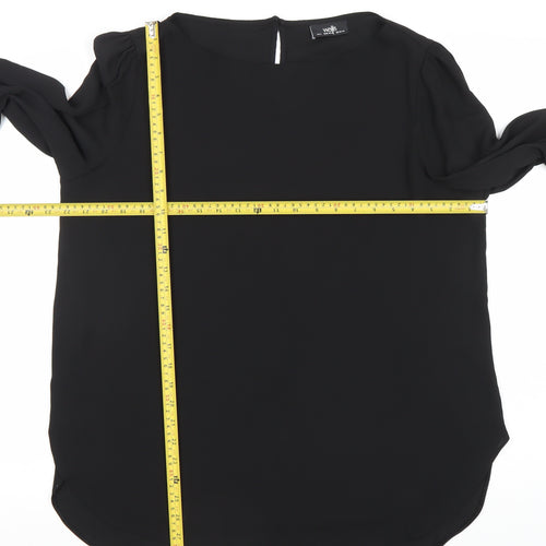 Wallis Women’s Black Beaded Cuff Long Sleeve Chiffon Blouse Size L