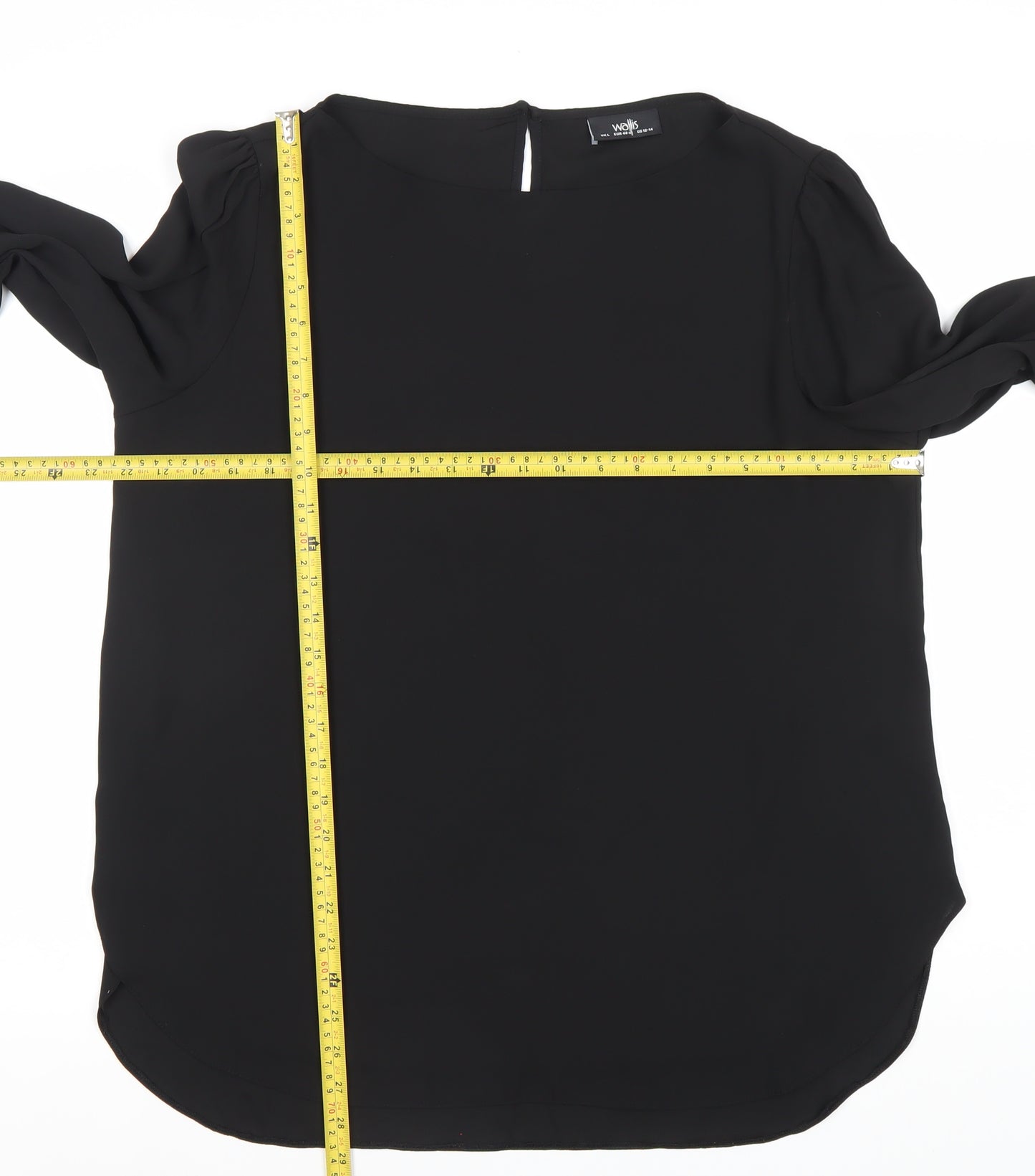 Wallis Women’s Black Beaded Cuff Long Sleeve Chiffon Blouse Size L