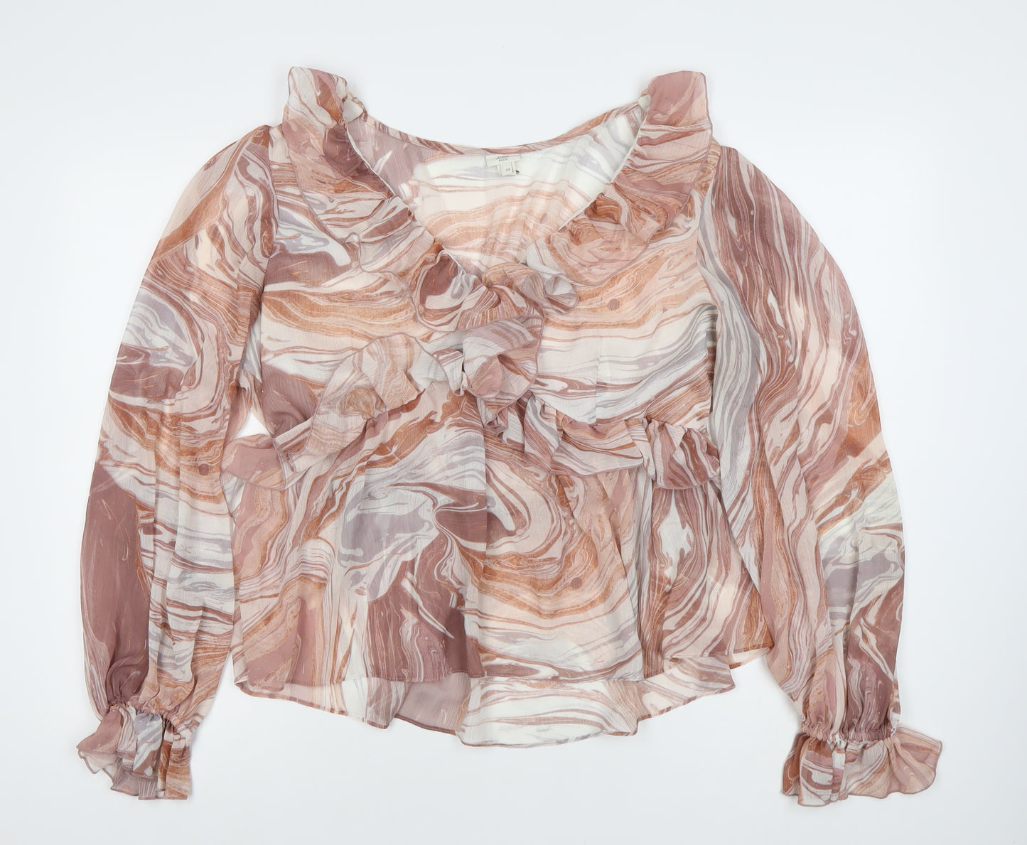River Island Women’s Multicoloured Wrap Blouse Size 20 Chiffon Ruffle