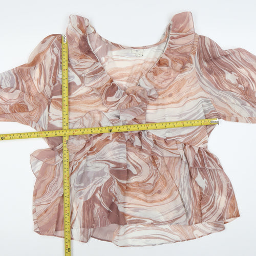 River Island Women’s Multicoloured Wrap Blouse Size 20 Chiffon Ruffle