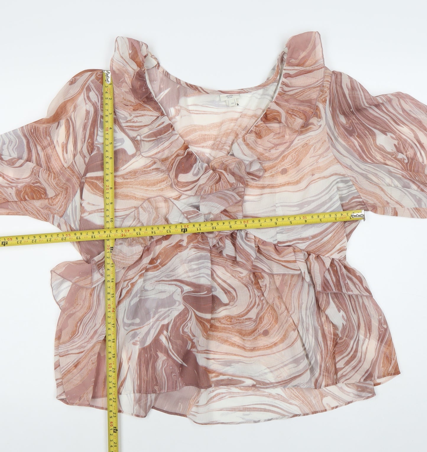 River Island Women’s Multicoloured Wrap Blouse Size 20 Chiffon Ruffle