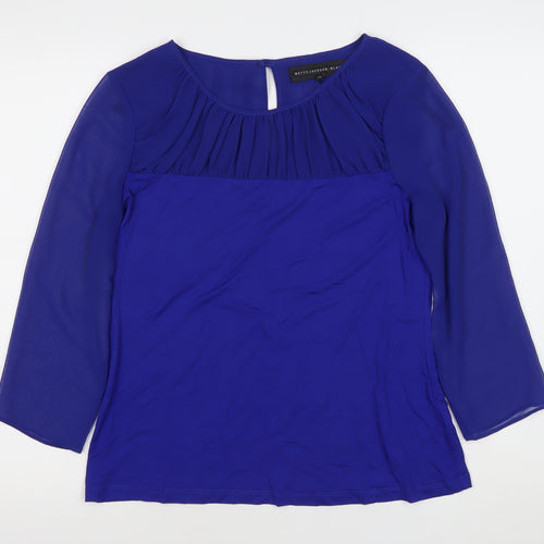 Betty Jackson Black Women's Blue Size 12 Blouse 3/4 Sleeve Work Top