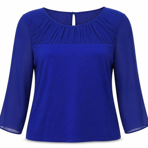 Betty Jackson Black Women's Blue Size 12 Blouse 3/4 Sleeve Work Top