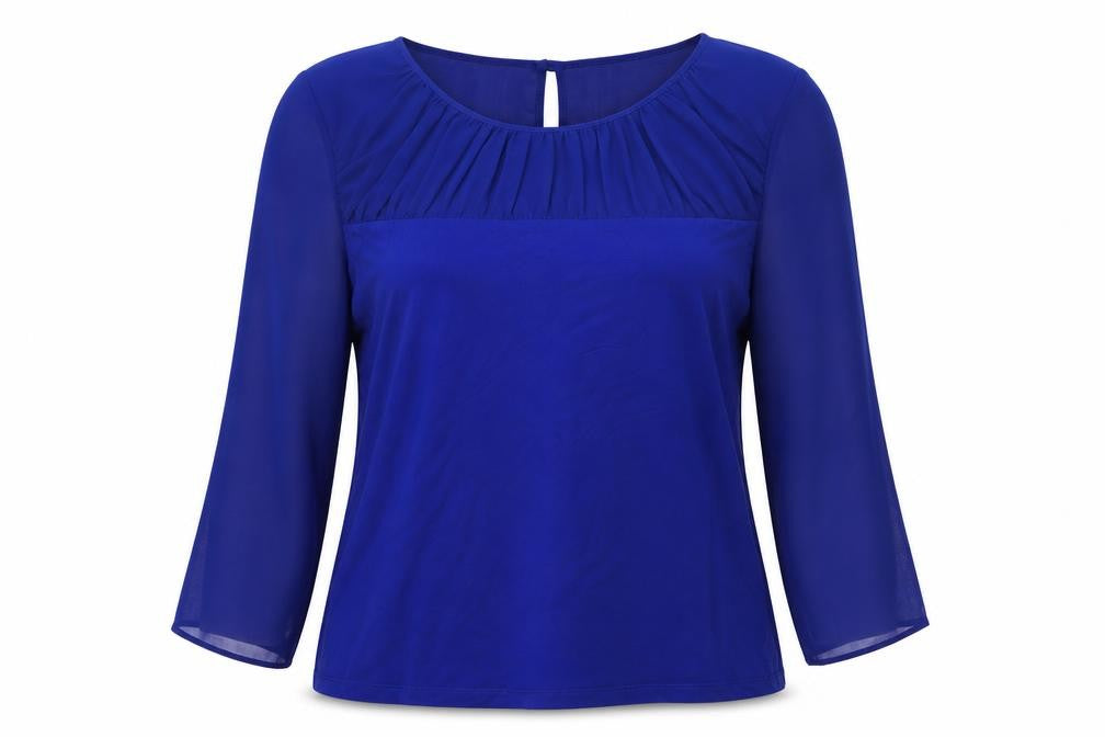 Betty Jackson Black Women's Blue Size 12 Blouse 3/4 Sleeve Work Top