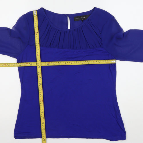 Betty Jackson Black Women's Blue Size 12 Blouse 3/4 Sleeve Work Top