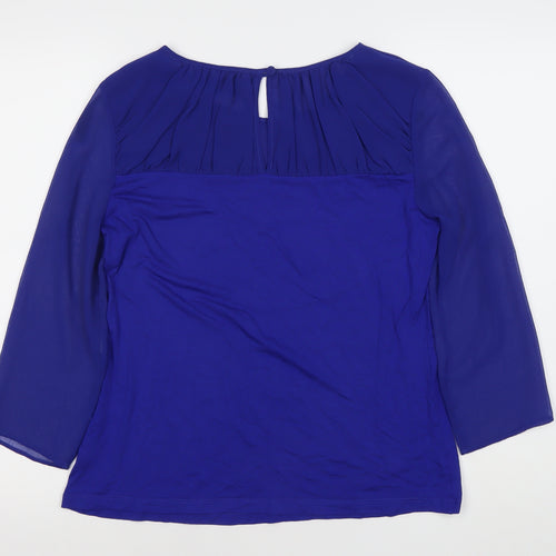 Betty Jackson Black Women's Blue Size 12 Blouse 3/4 Sleeve Work Top