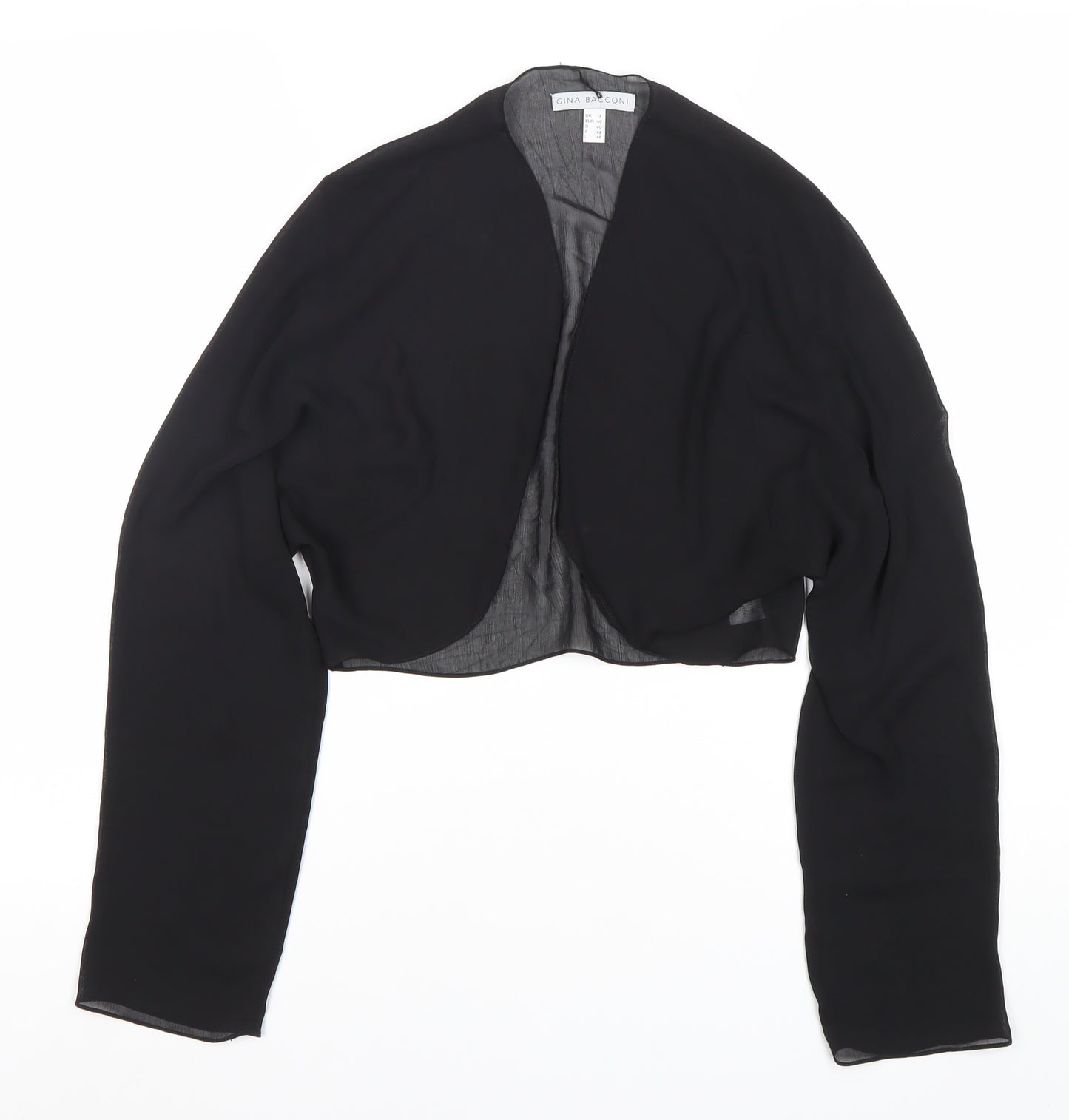 Gina Bacconi Womens Black Chiffon Bolero Jacket Size 14