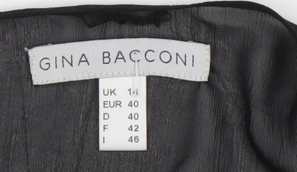 Gina Bacconi Womens Black Chiffon Bolero Jacket Size 14