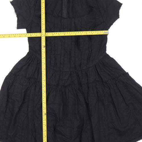 ASOS DESIGN Women’s Black Cotton Short A-Line Dress Size 8 Scoop Neck