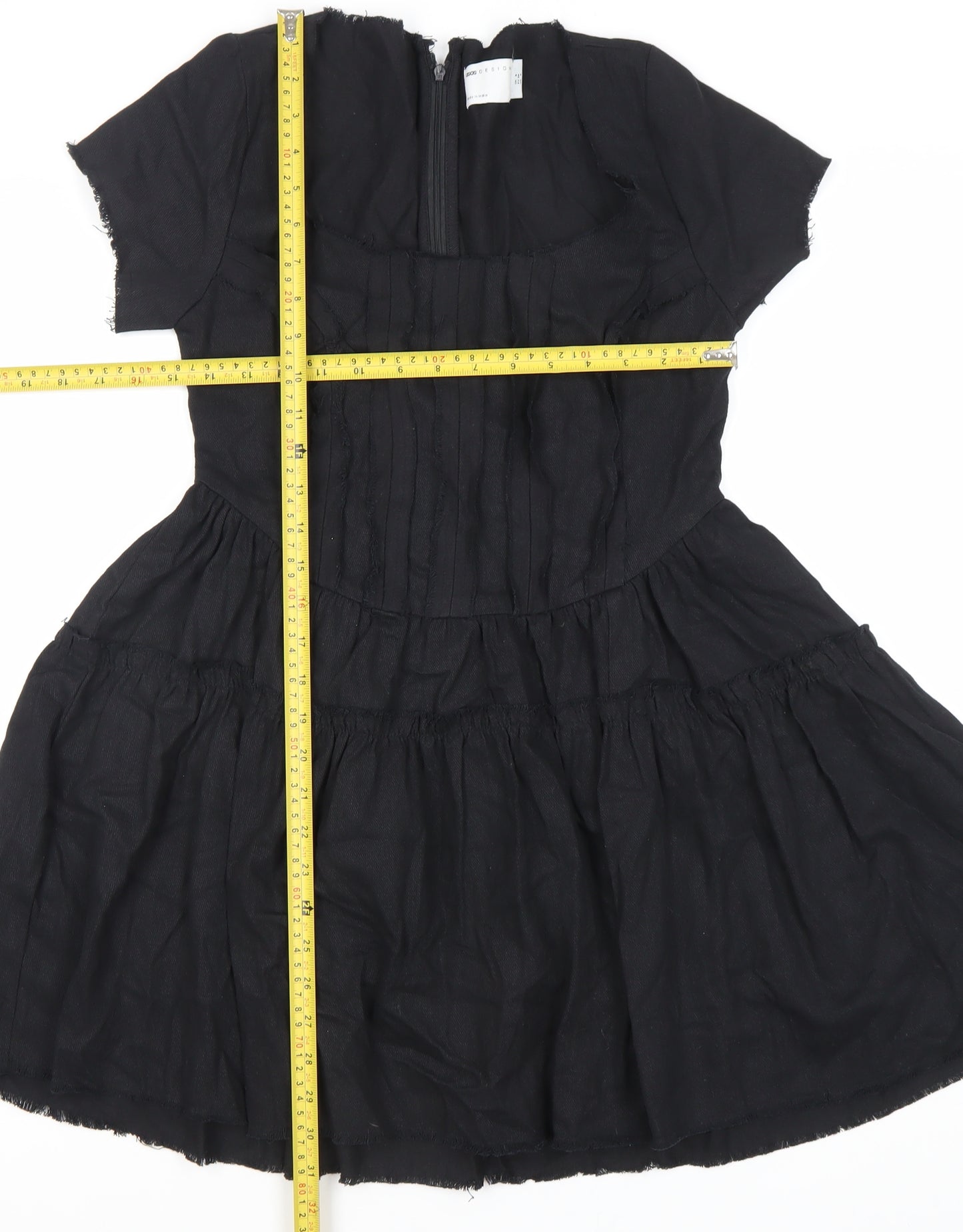 ASOS DESIGN Women’s Black Cotton Short A-Line Dress Size 8 Scoop Neck