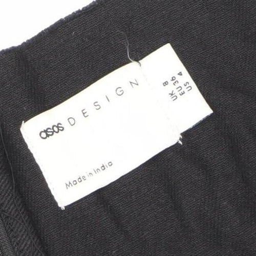 ASOS DESIGN Women’s Black Cotton Short A-Line Dress Size 8 Scoop Neck