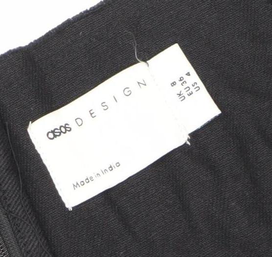 ASOS DESIGN Women’s Black Cotton Short A-Line Dress Size 8 Scoop Neck
