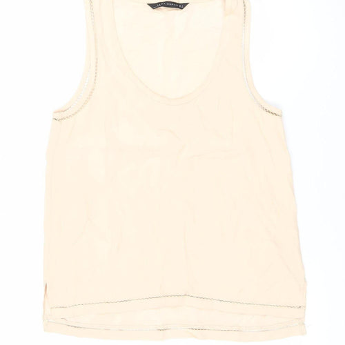 Zara Woman Beige Scoop Neck Sleeveless Tank Top Size S