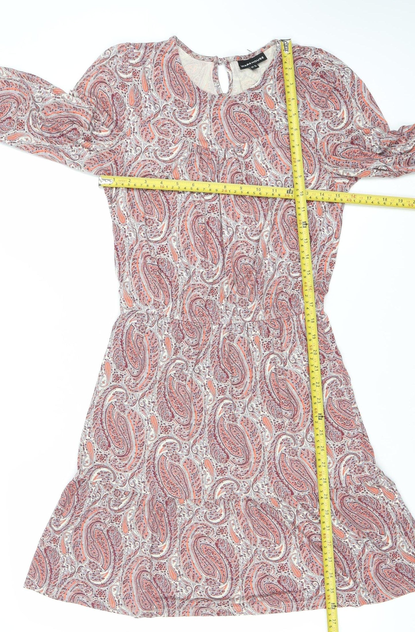 Warehouse Women’s Multicoloured Paisley A-Line Dress Size 10