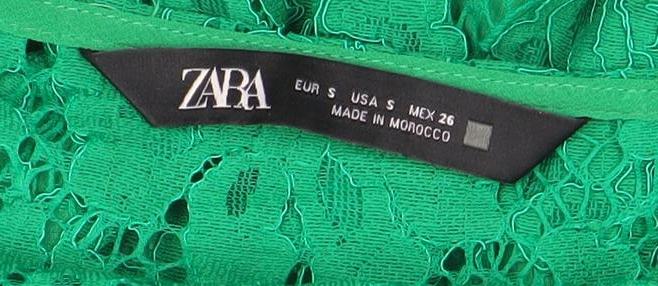 Zara Women Green Lace Puff Sleeve Blouse Size S