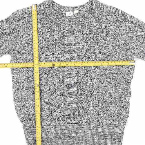 GAP Womens Grey Cotton Cable-Knit Crew Neck Jumper M