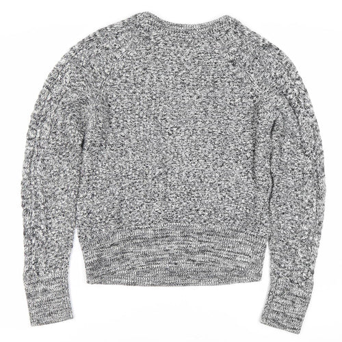 GAP Womens Grey Cotton Cable-Knit Crew Neck Jumper M