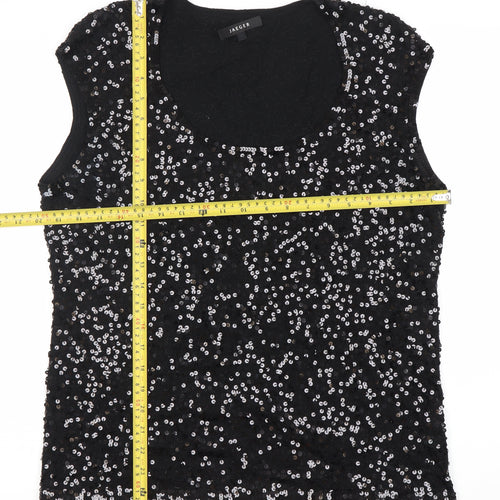 Jaeger Women’s Black Sequin Wool Sleeveless Tank Top XL
