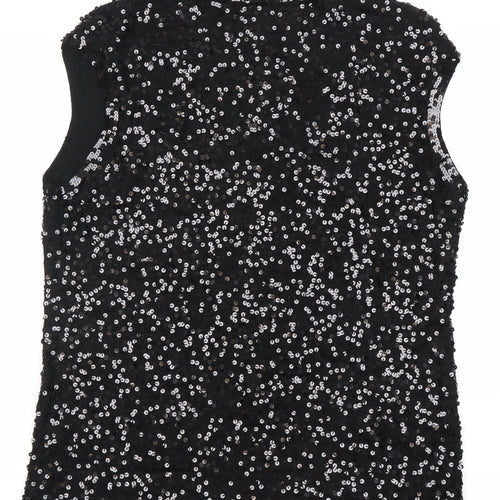 Jaeger Women’s Black Sequin Wool Sleeveless Tank Top XL