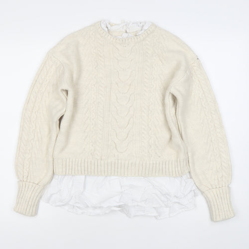 River Island Women’s Ivory Cable Knit Pullover Jumper Size 8