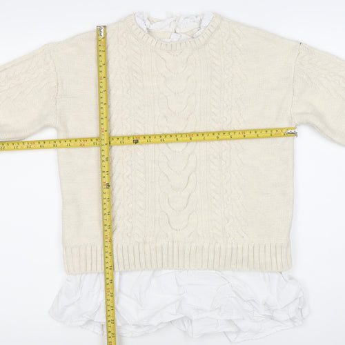 River Island Women’s Ivory Cable Knit Pullover Jumper Size 8