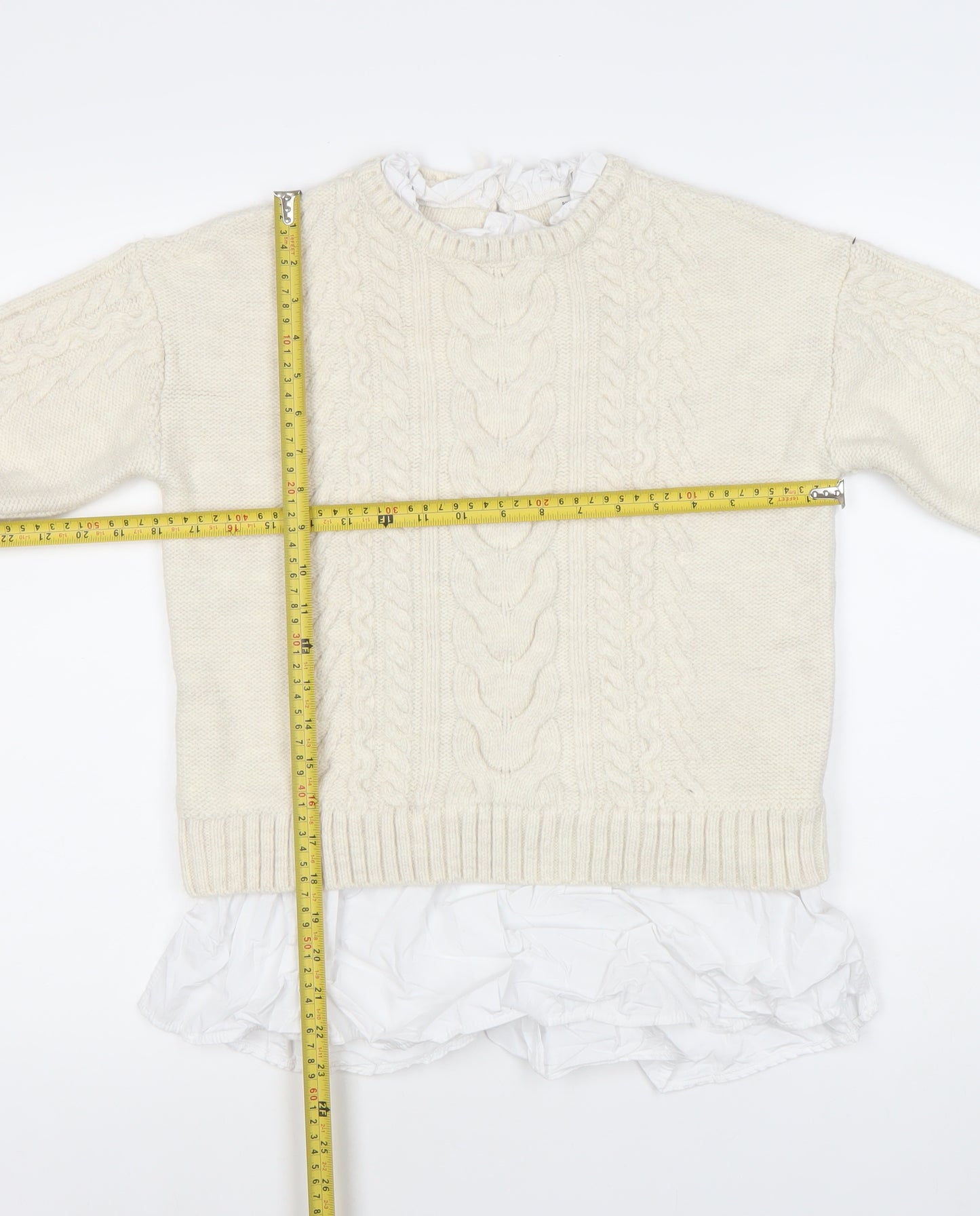 River Island Women’s Ivory Cable Knit Pullover Jumper Size 8