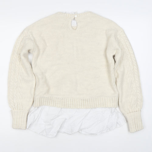River Island Women’s Ivory Cable Knit Pullover Jumper Size 8