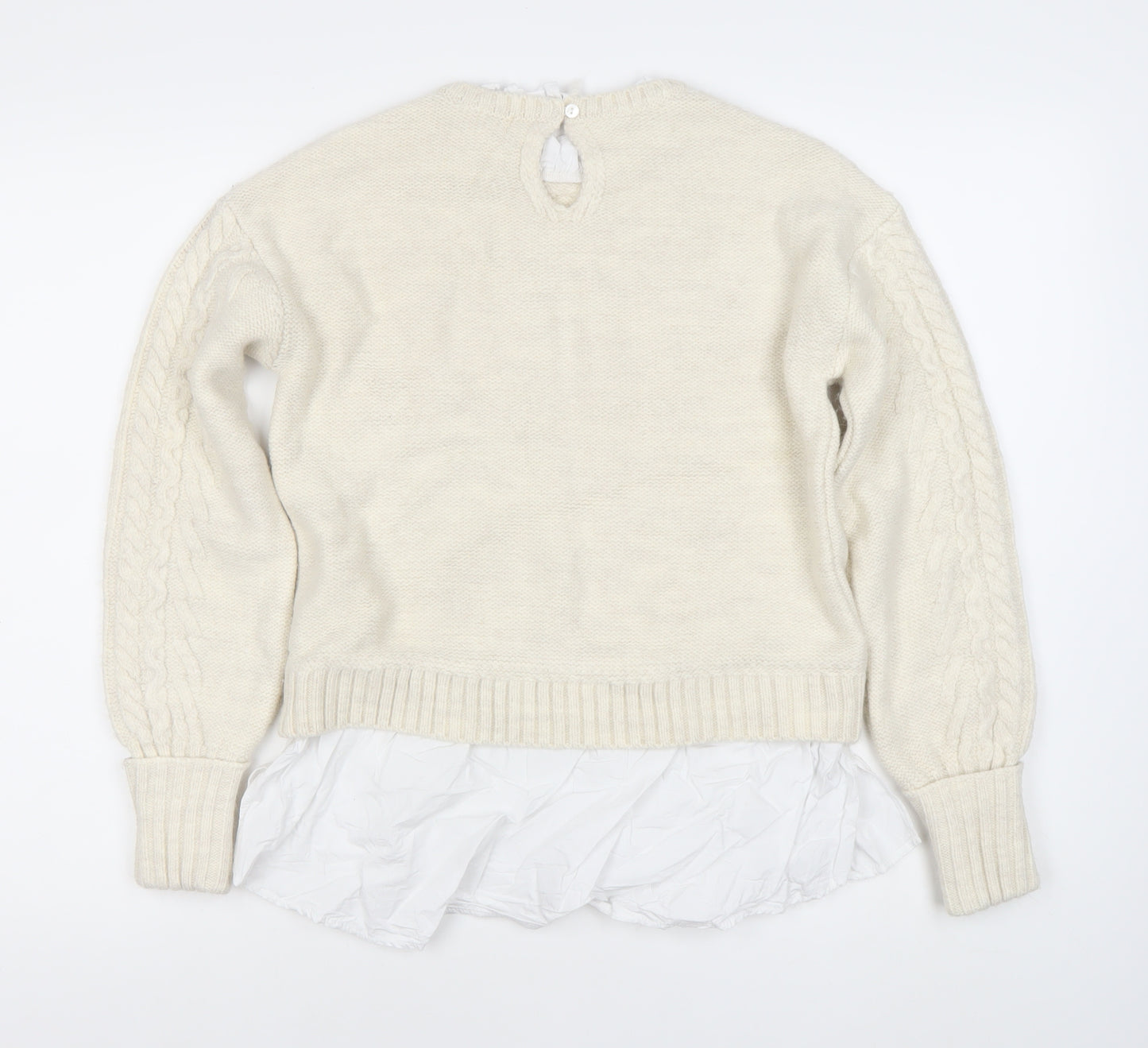 River Island Women’s Ivory Cable Knit Pullover Jumper Size 8