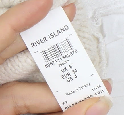 River Island Women’s Ivory Cable Knit Pullover Jumper Size 8
