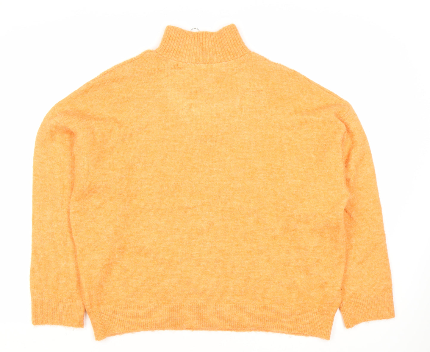 MNG Women’s Orange High Neck Wool Blend Zip Jumper M Autumn Winter