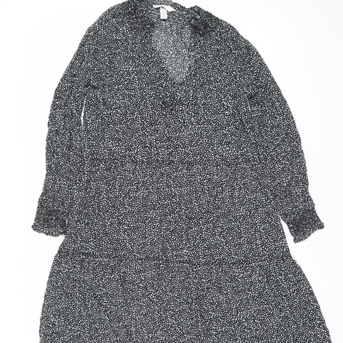 green emerald velvet dress H&M Women Black Polka Dot XS Fit & Flare Long Sleeve Dress – Preworn