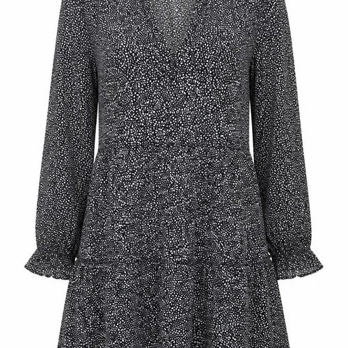 H&M Women Black Polka Dot XS Fit & Flare Long Sleeve Dress