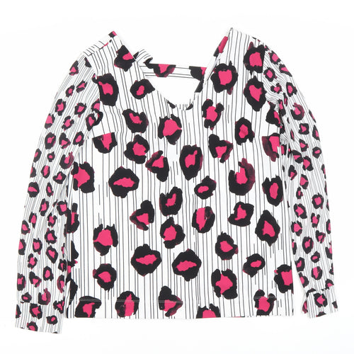 Next Women's Multicoloured Animal Print Size 10 V-Neck Long Sleeve Blouse