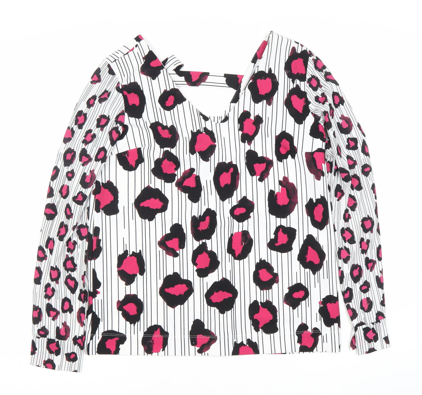 Next Women's Multicoloured Animal Print Size 10 V-Neck Long Sleeve Blouse