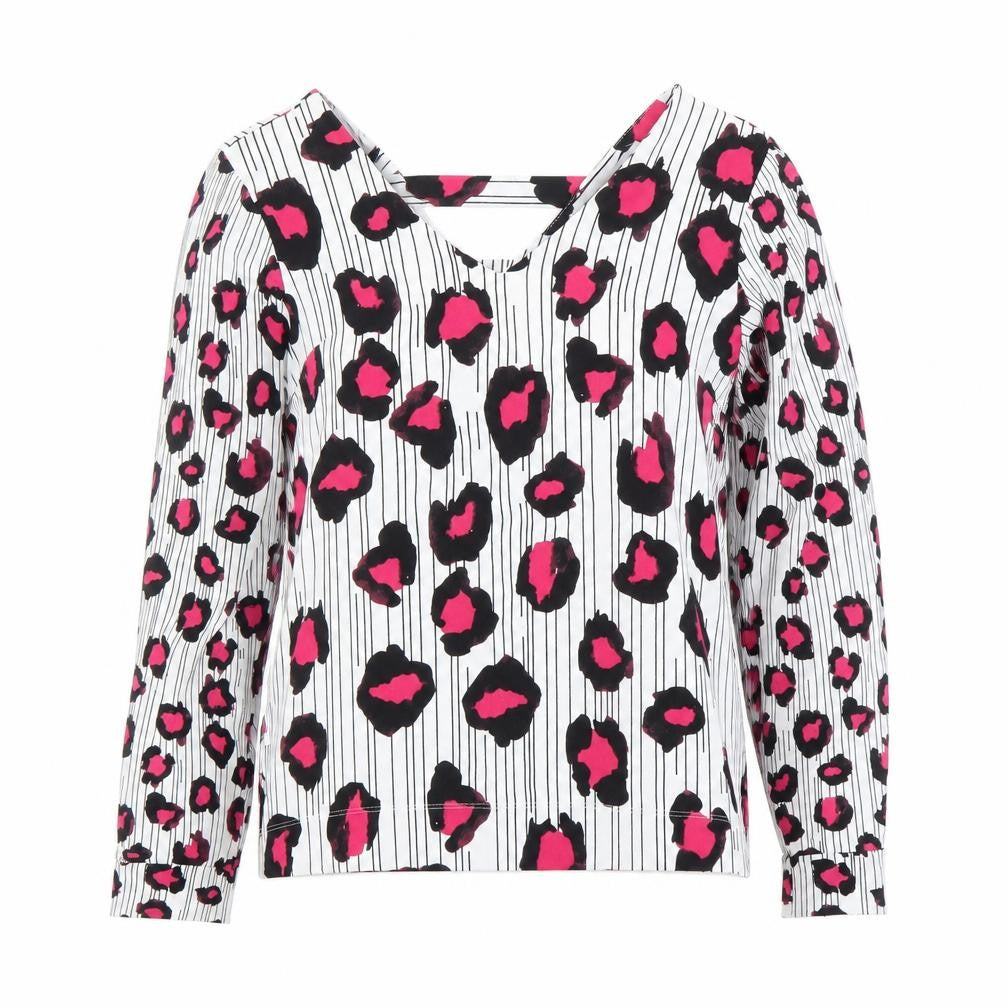 Front view of Next Women's Multicoloured Animal Print, size 10, V-Neck Long Sleeve Blouse