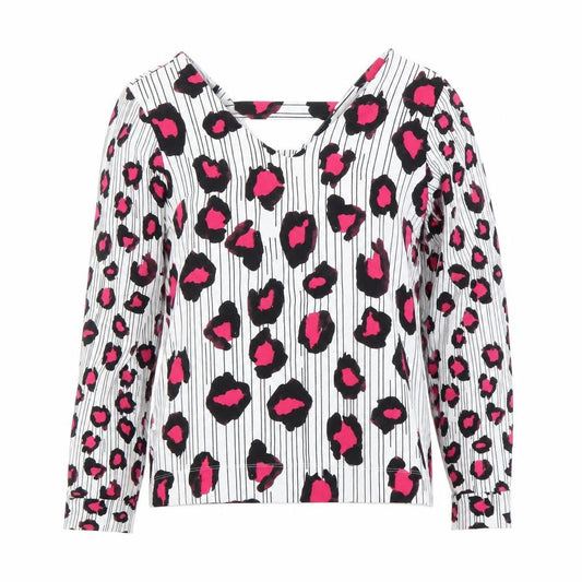Front view of Next Women's Multicoloured Animal Print, size 10, V-Neck Long Sleeve Blouse