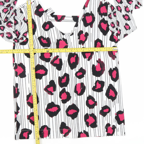 Next Women's Multicoloured Animal Print Size 10 V-Neck Long Sleeve Blouse
