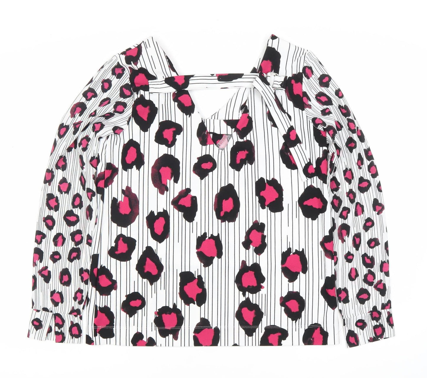 Next Women's Multicoloured Animal Print Size 10 V-Neck Long Sleeve Blouse