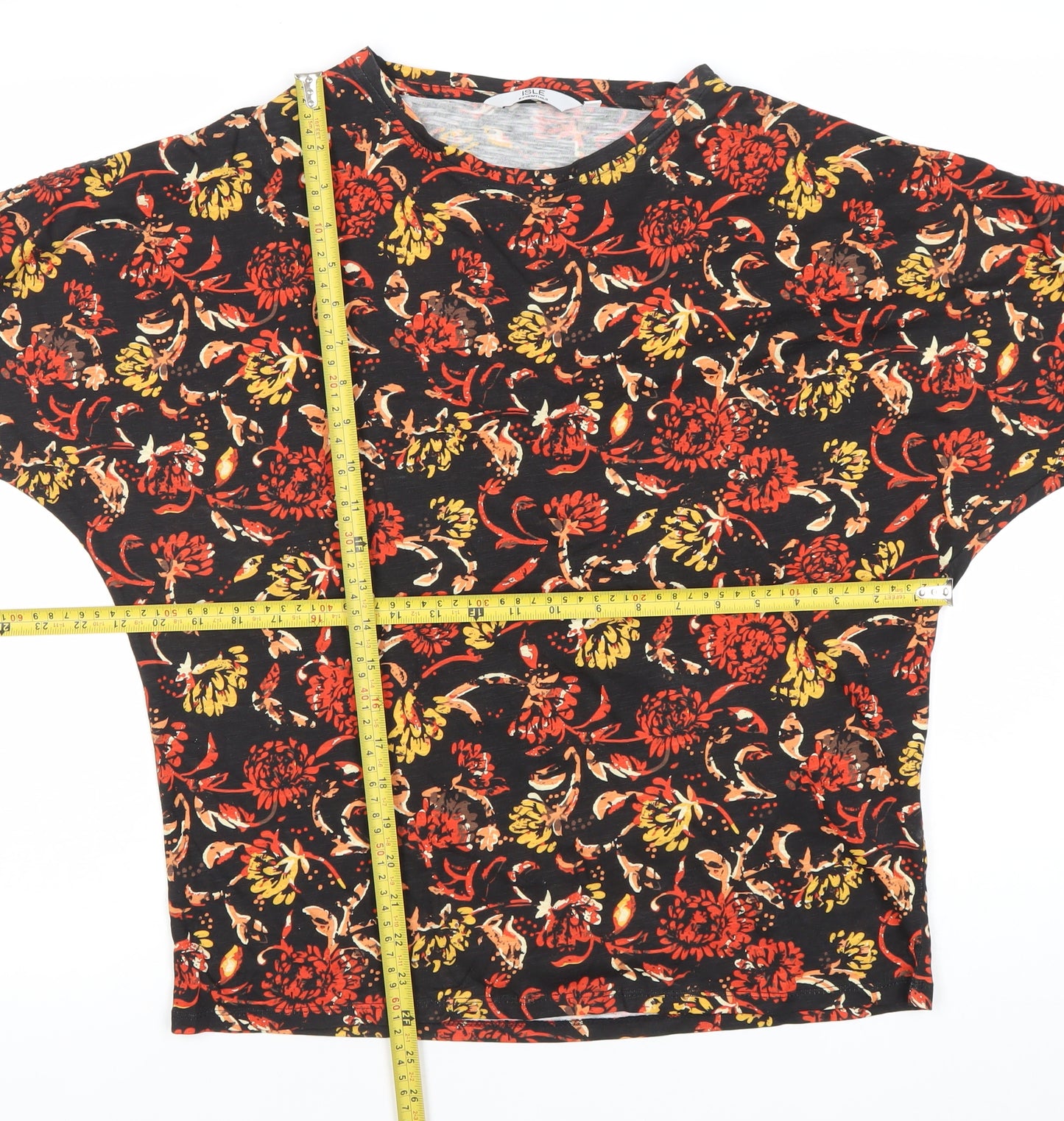 ISLE Essentials Women's Multicoloured Floral Cotton T-Shirt S