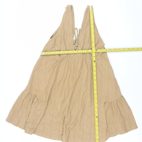 Pull&Bear Women's Beige Sleeveless A-Line Knit Dress Size S